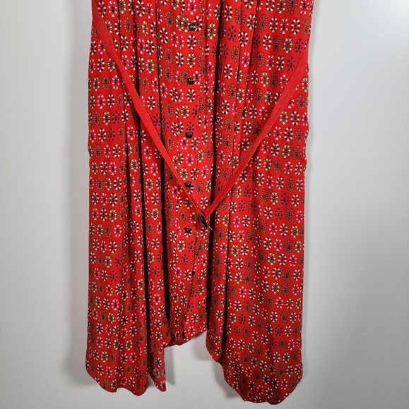Maeve Anthropologie Red Daisy Midi Shirtdress US 6 - Picture 5 of 15